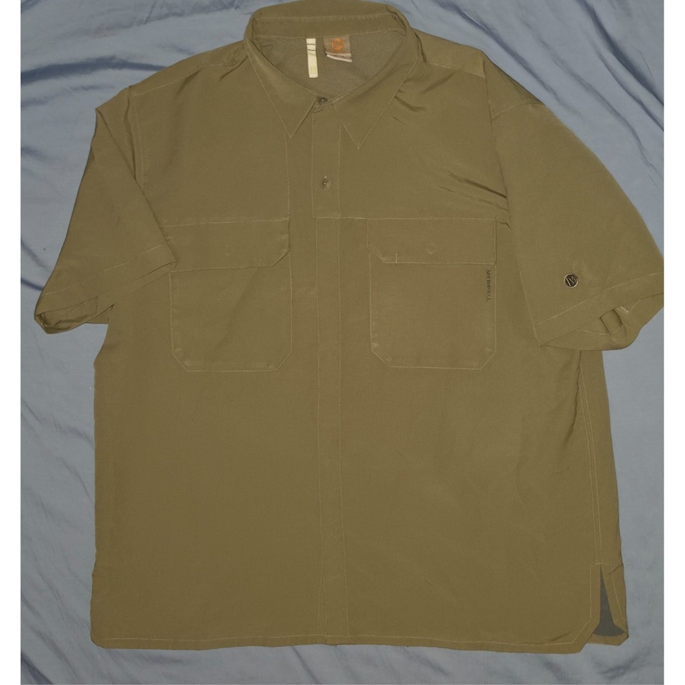 Merrell Mens Green Short Sleeve Button Up Shirt 2XL‎ Hiking Outdoor Performance